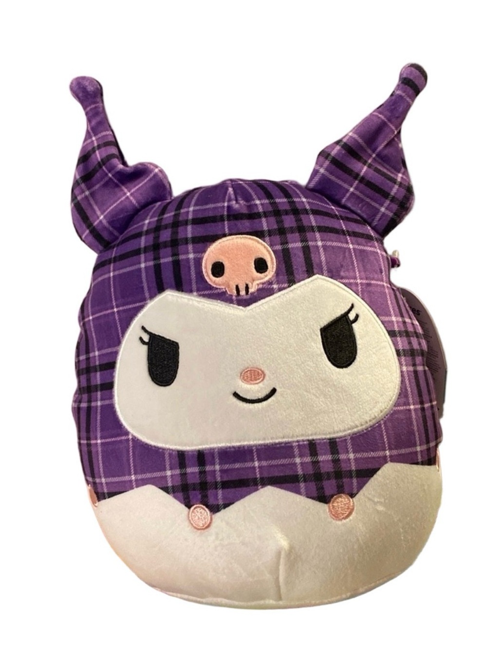 Squishmallows Sanrio Kuromi Plaid Plush purple & white